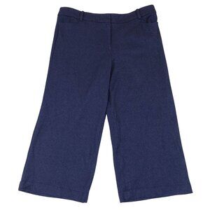 TALBOTS Modern Knit Cropped Wide Leg Pants Size 16p Navy Blue Classic Preppy